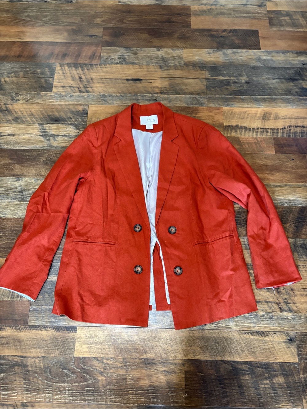 Halston Rust Red Double-Breasted Blazer